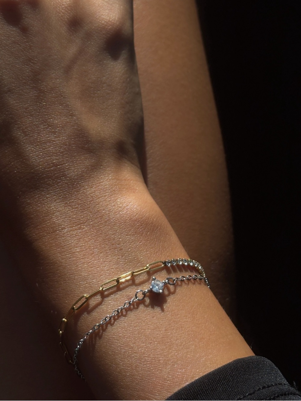 Mixed Metal Layered Bracelet Set in Gold and Silver